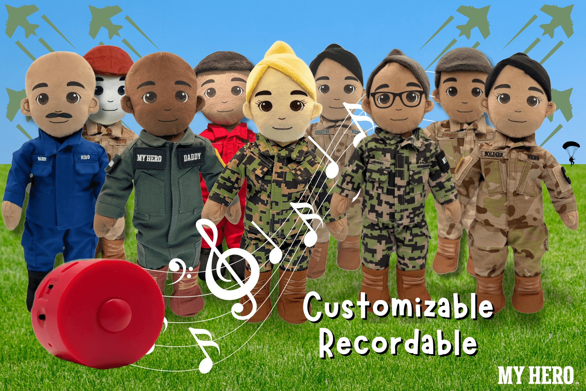 Recordable military daddy doll for kids – personalized plush toy with uniform and voice message for comfort during deployment or time apart