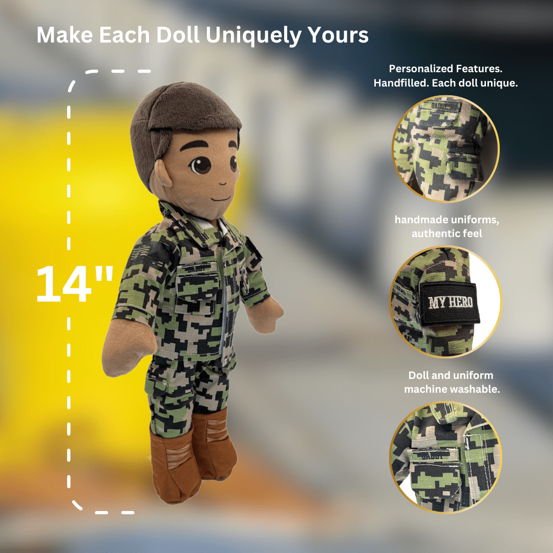 Customizable & Recordable My Hero U.S. Navy Sailor Plush Daddy Doll & Plush Mommy Deployment Doll providing comfort dolls & personalized dolls for kids