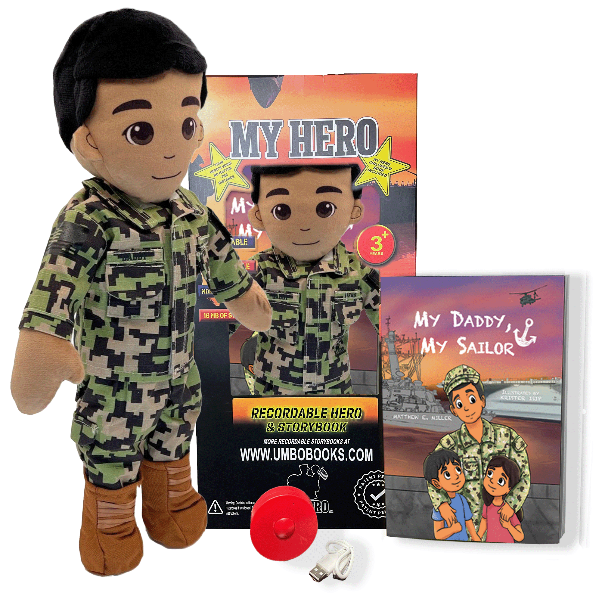 Customizable & Recordable My Hero U.S. Navy Sailor Plush Daddy Doll & Plush Mommy Deployment Doll providing comfort dolls & personalized dolls for kids