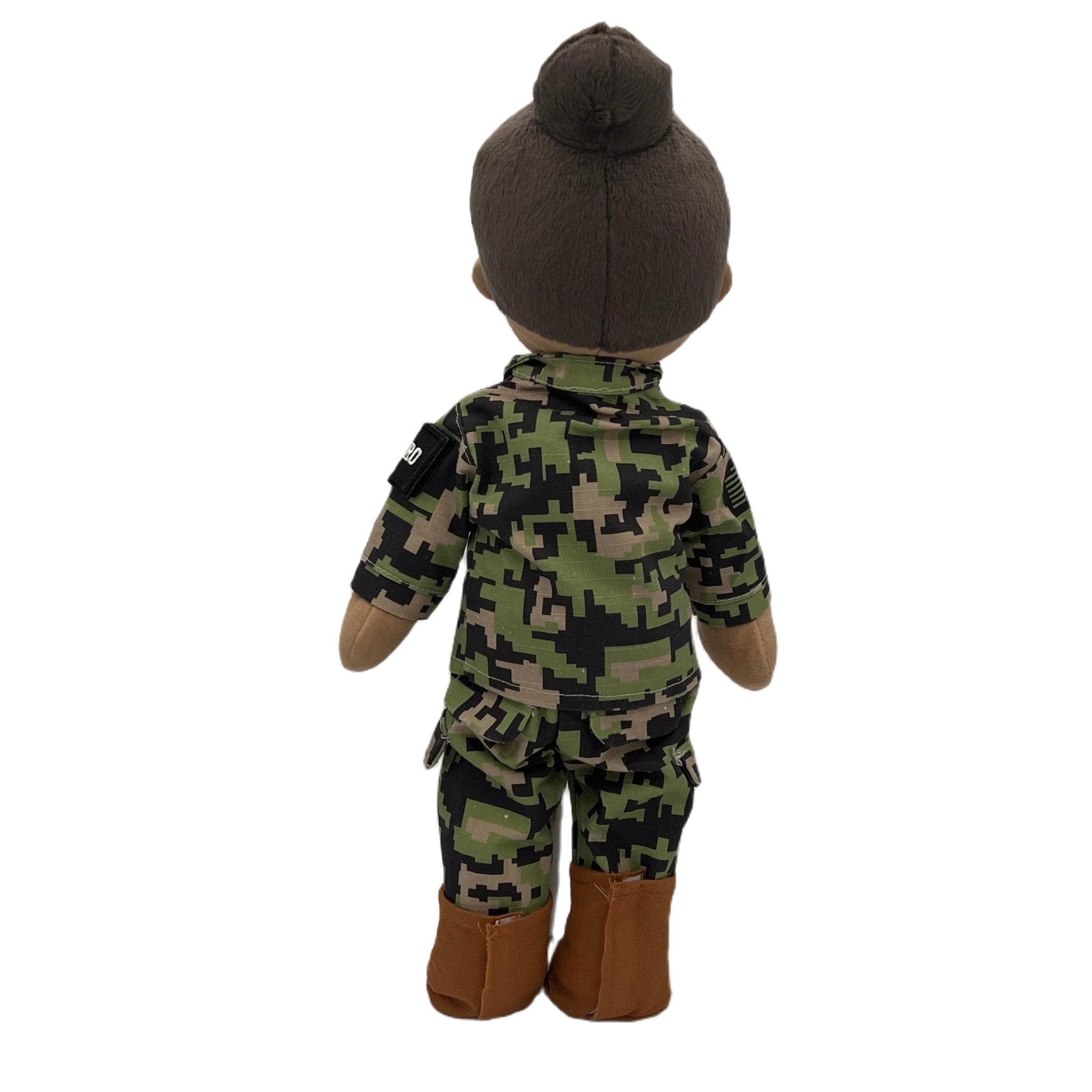 female black sailor plush doll mommy doll with black hair in authentic navy working uniform. plush doll for military kids.  