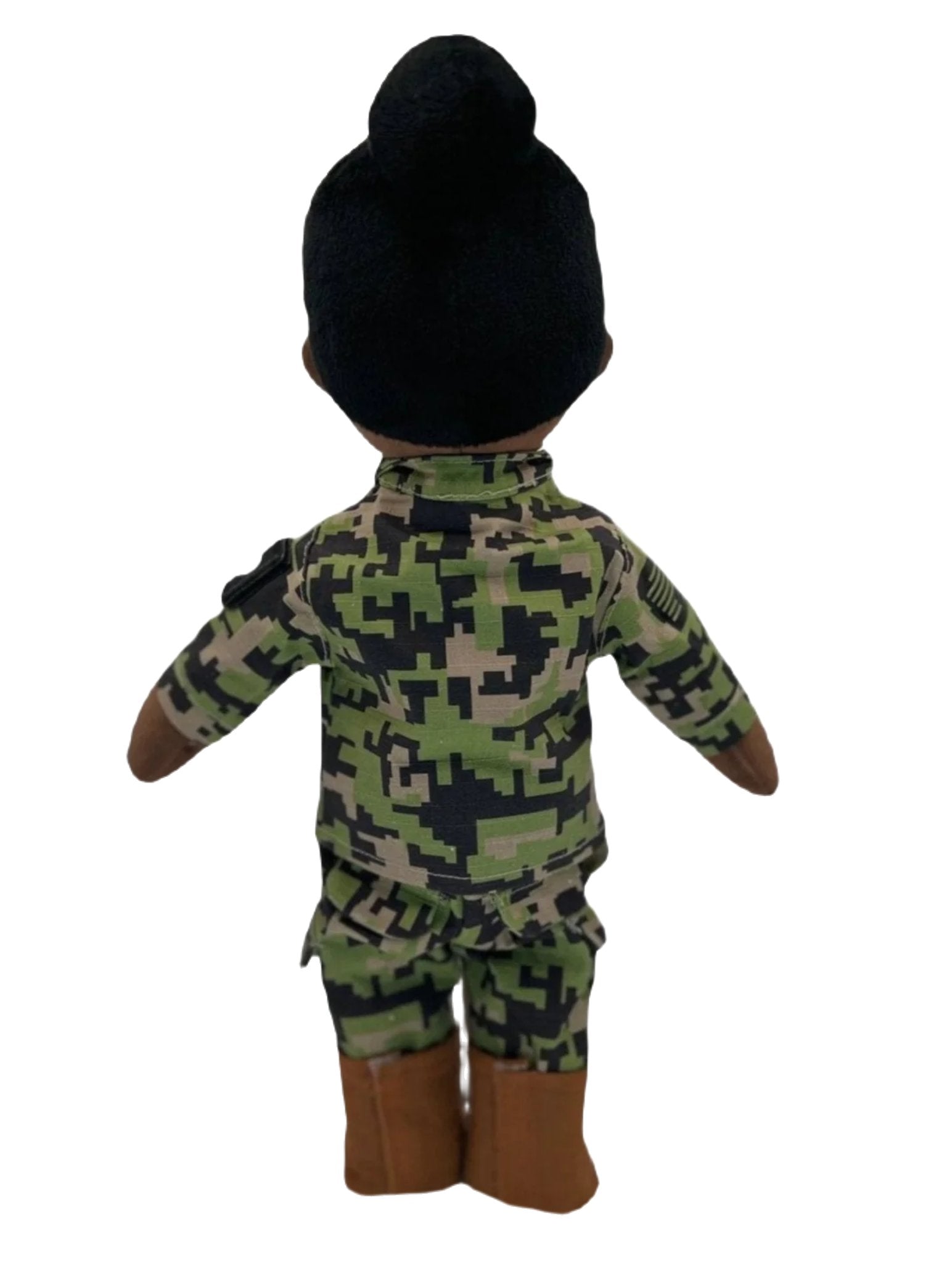 female black sailor plush doll mommy doll with black hair in authentic navy working uniform. plush doll for military kids.  