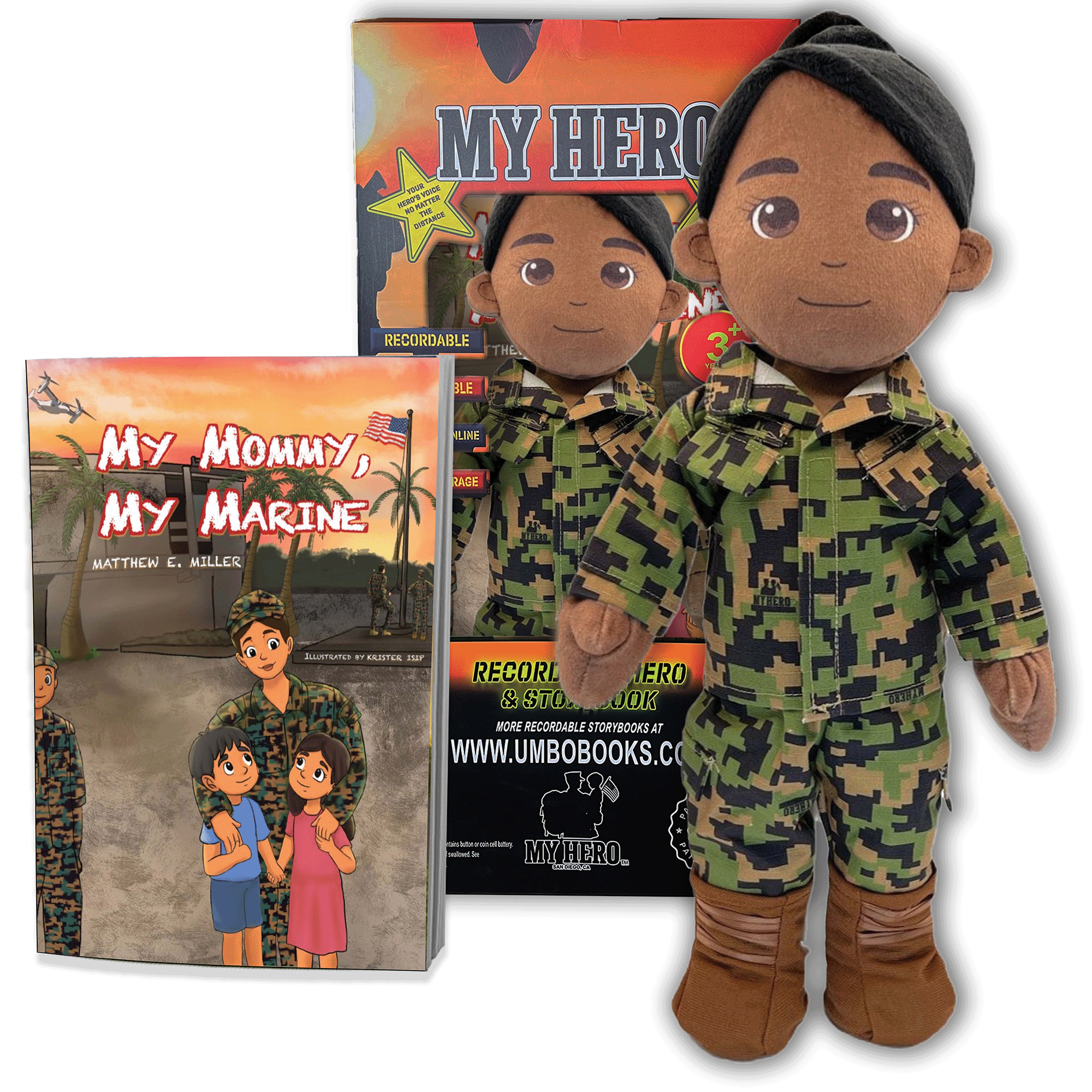 The MY HERO Marine Mommy Doll is a huggable, recordable plush in a Marine Corps uniform, helping kids stay connected with deployed moms through messages and love.